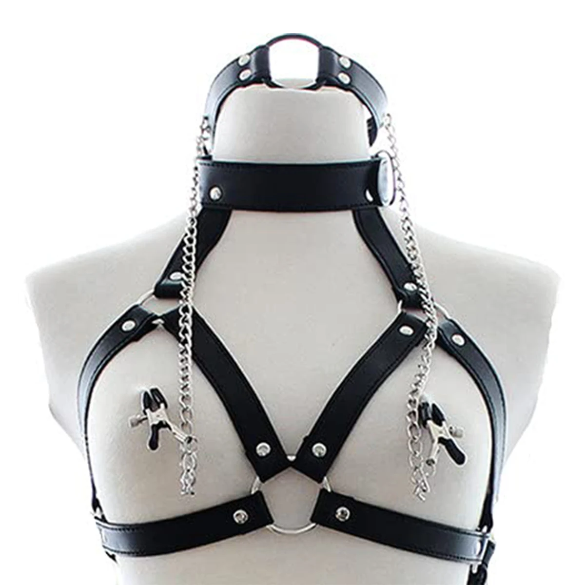 PU Leather Bondage Choker Collar with Nipple Clamp Toy for Woman Adjustable Neck Restraint Leash BDSM Erotic Sex Toys For Couple Bondage Gear cb5feb1b7314637725a2e7: Black