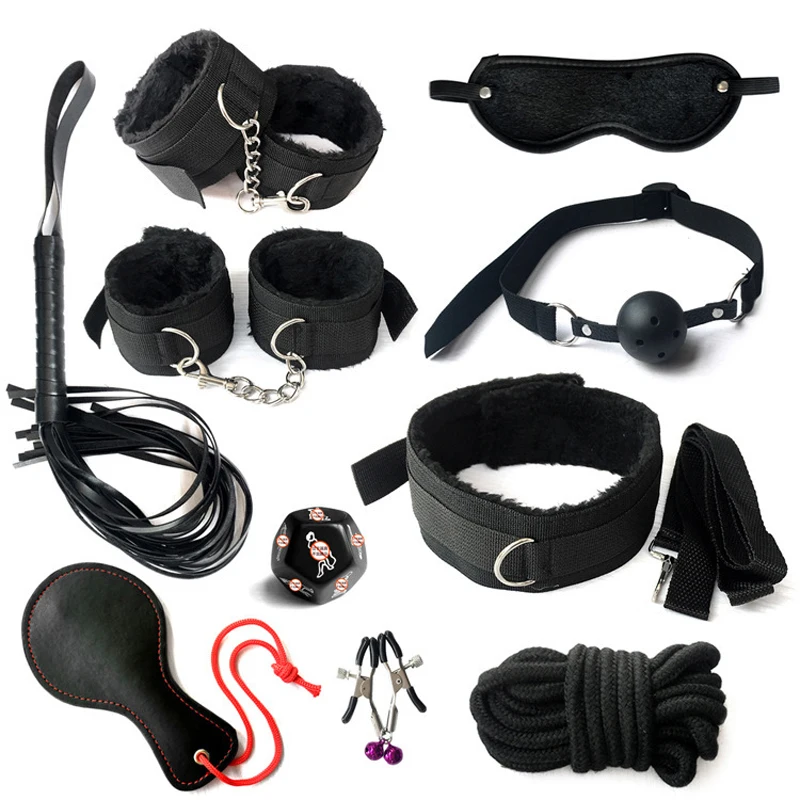 BDSM Bondage Set Sexy Plush Handcuffs Leather Whip Mouth Ball Gag Nipple Clamps Kits Sex Toys For Couples Two Exotic Accessories Bondage Gear cb5feb1b7314637725a2e7: 10 pcs Black|10 pcs Pink|10 pcs purple|10 pcs Red