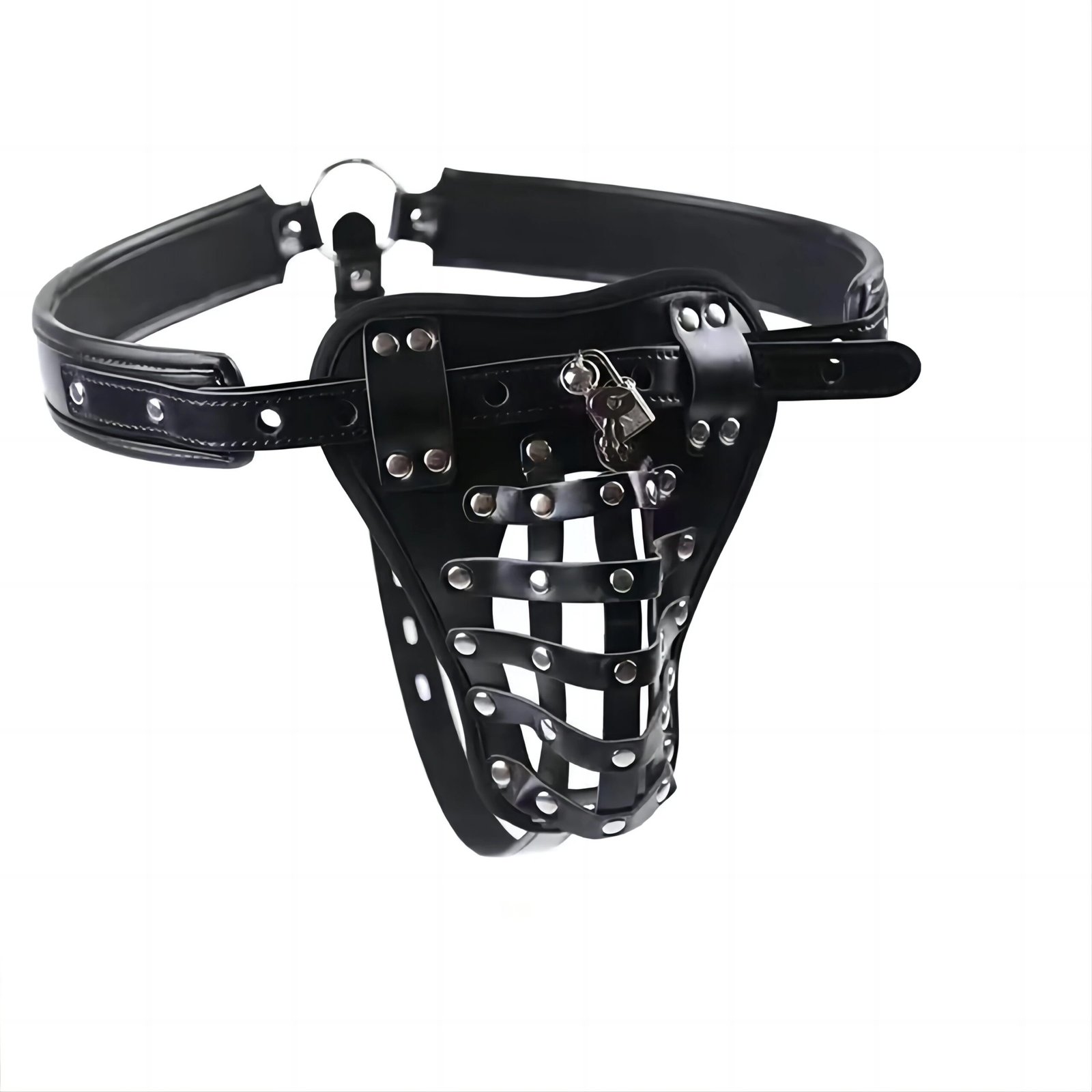 BDSM PU Leather Male Chastity Cage Belt Device Pants Underwear Lock Penis Rings Bondage Erotic Sex Toys for Men Adults Games Bondage Gear cb5feb1b7314637725a2e7: BDSM