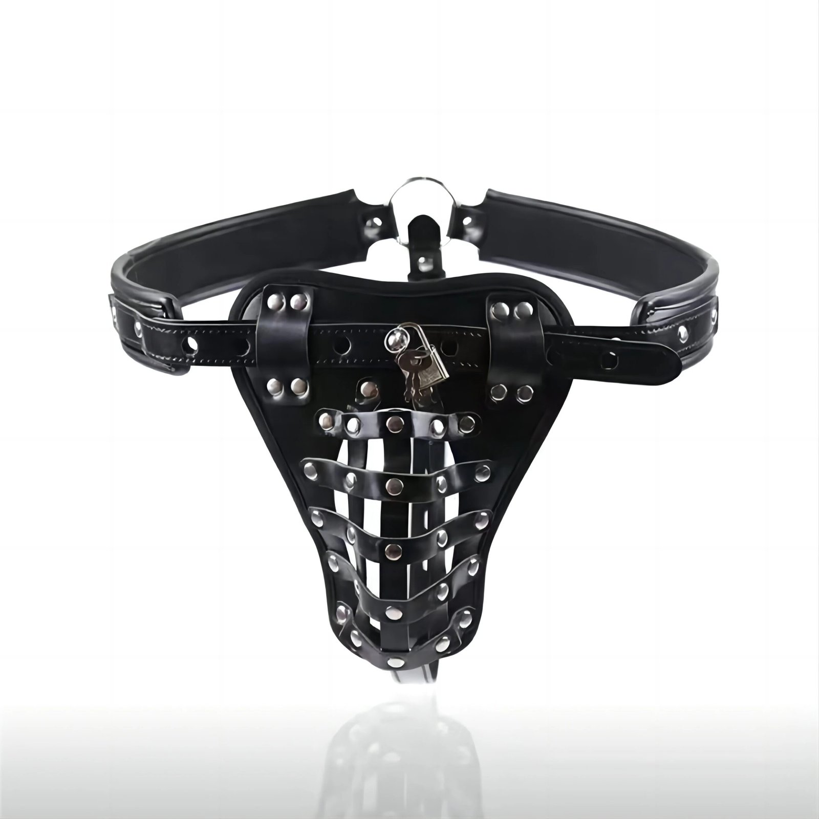 BDSM PU Leather Male Chastity Cage Belt Device Pants Underwear Lock Penis Rings Bondage Erotic Sex Toys for Men Adults Games Bondage Gear cb5feb1b7314637725a2e7: BDSM