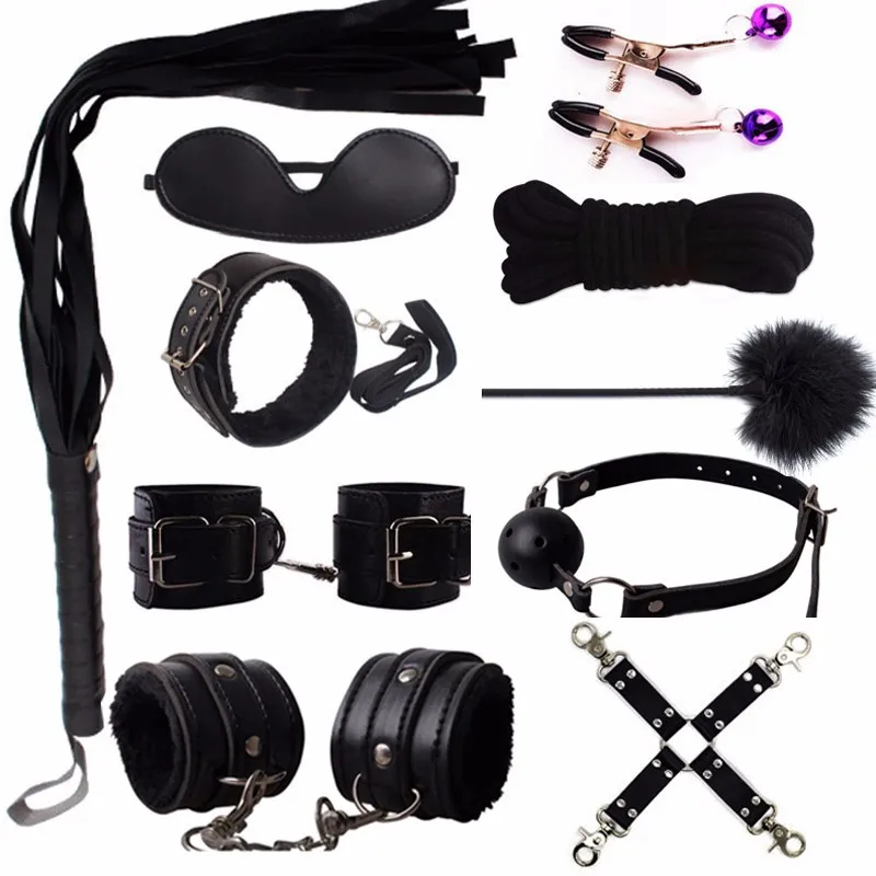 Role-playing 10 PCs BDSM Adult Sex Plush Cuff Lace up Drawstring Sexy Bedding Strap Couple Sex Toy Set Popular Bondage Gear cb5feb1b7314637725a2e7: Pink|Purple|Red