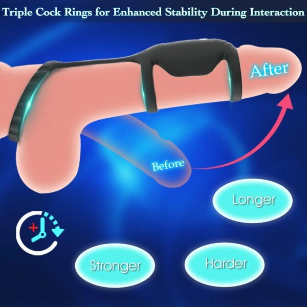 HESEKS Sex Toys For Men Penis Ring Testicles Vibrator Ejaculation Delay Enlargement Penis Adult Goods Intimate For Men Couples Best Sellers cb5feb1b7314637725a2e7: Black
