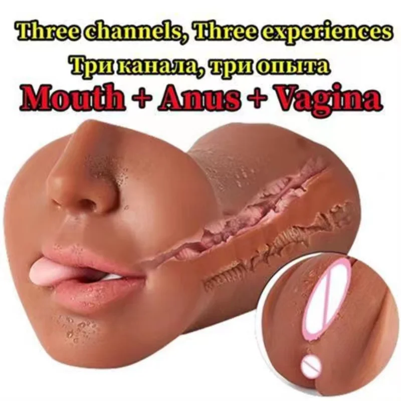 3 IN 1 Vaginal Anus Masturbation Cup Double Head Sex Real Deep Throat Male Masturbator Blowjob Sexy Toys for Men Adult Products Sex Toys For Men cb5feb1b7314637725a2e7: big Brown|big Skin|small Brown|small Skin