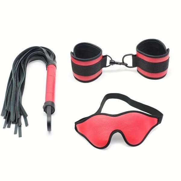 3pc set BDSM Bondage Cuff Restraint,Sex Toys For Women,PU Leather Handcuffs & Whip Restraints For Adult Games,Sex Bracelet Sex Toys For Couple 3pc set BDSM Bondage Cuff Restraint,Sex Toys For Women,PU Leather Handcuffs & Whip Restraints For Adult Games,Sex Bracelet Sex Toys For Couple cb5feb1b7314637725a2e7: Black|Red
