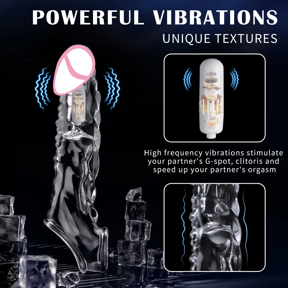 8.6 Inch Clear Cock Ring Extender Reusable Penis Sleeve with Vibrator Penis Ring Soft Dick Enlarger for Couples Reusable Condoms Sex Toys For Men 1ef722433d607dd9d2b8b7: CN