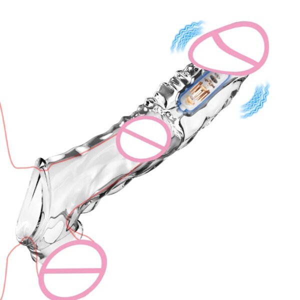 8.6 Inch Clear Cock Ring Extender Reusable Penis Sleeve with Vibrator Penis Ring Soft Dick Enlarger for Couples Reusable Condoms Sex Toys For Men 1ef722433d607dd9d2b8b7: CN
