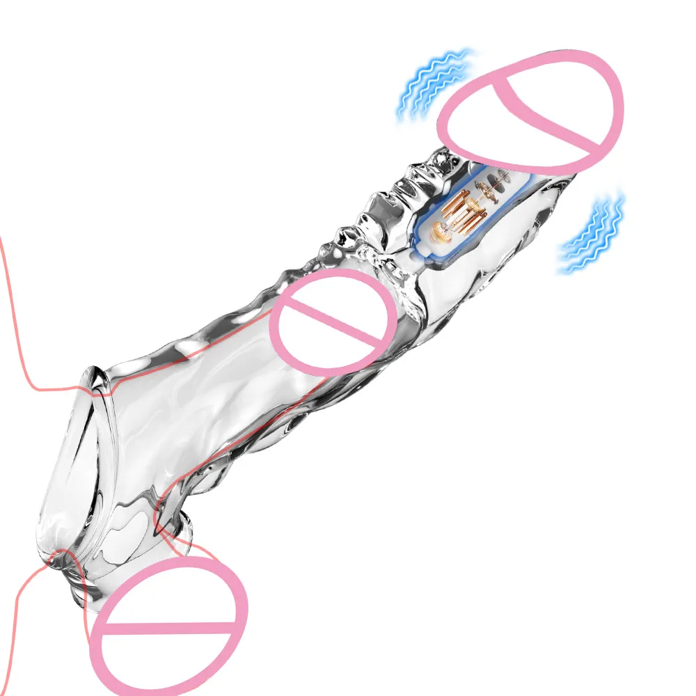 8.6 Inch Clear Cock Ring Extender Reusable Penis Sleeve with Vibrator Penis Ring Soft Dick Enlarger for Couples Reusable Condoms Sex Toys For Men 1ef722433d607dd9d2b8b7: CN