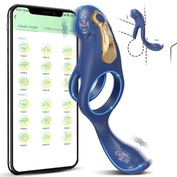 APP Penis Ring for Men Vibrating Cock Ring Ejaculation Delay Clitoris Perineum Stimulation Penis Vibrator Sex Toy for Couples Sex Toys For Men 1ef722433d607dd9d2b8b7: China