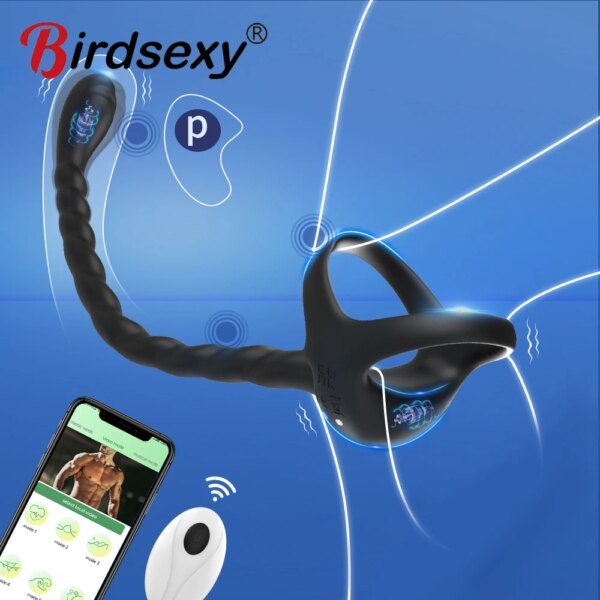 APP Remote Penis Ring Anal Plug Vibrators For Men Cock Ring Delay Exerciser Prostate Stimulator Massager Adult Sex Toys for Men Sex Toys For Men cb5feb1b7314637725a2e7: APP Vibrator|Remote Vibrator