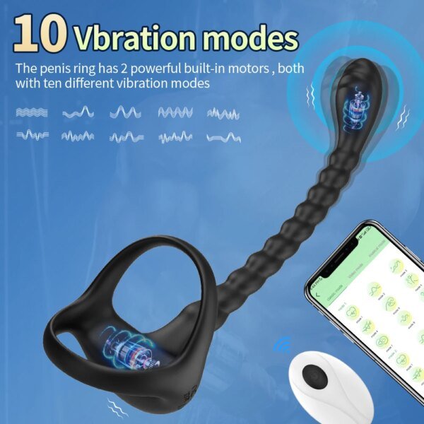 APP Remote Penis Ring Anal Plug Vibrators For Men Cock Ring Delay Exerciser Prostate Stimulator Massager Adult Sex Toys for Men Sex Toys For Men cb5feb1b7314637725a2e7: APP Vibrator|Remote Vibrator