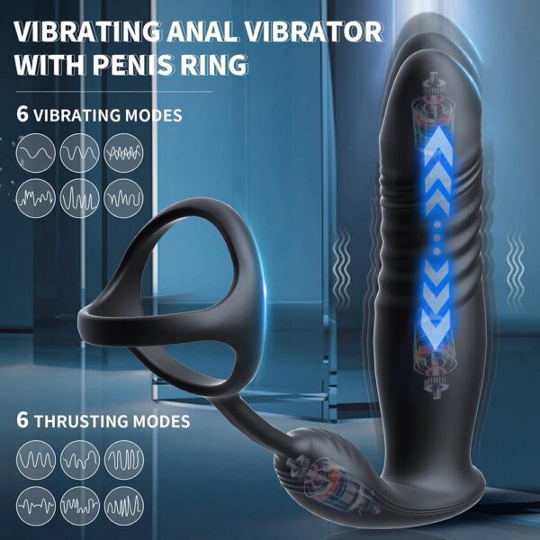 Anal Plug Vibrator Thrusting Dildo 10 Modes Prostate Massager Cock Ring Vibrating Thrusting Modes App Remote Control Adult Toys Sex Toys For Lesbians Anal Plug Vibrator Thrusting Dildo 10 Modes Prostate Massager Cock Ring Vibrating Thrusting Modes App Remote Control Adult Toys Sex Toys For Lesbians cb5feb1b7314637725a2e7: A with APP|B Double control|C with APP|D with APP|E Double control