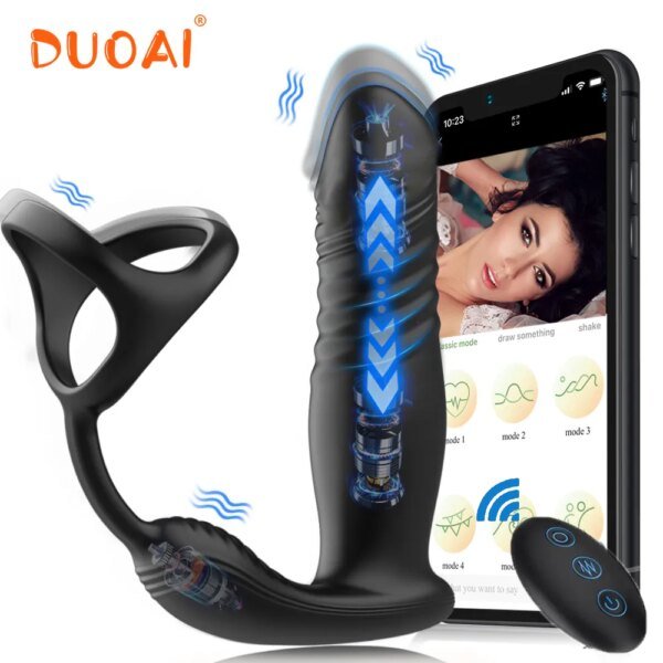 Anal Plug Vibrator Thrusting Dildo 10 Modes Prostate Massager Cock Ring Vibrating Thrusting Modes App Remote Control Adult Toys Sex Toys For Lesbians Anal Plug Vibrator Thrusting Dildo 10 Modes Prostate Massager Cock Ring Vibrating Thrusting Modes App Remote Control Adult Toys Sex Toys For Lesbians cb5feb1b7314637725a2e7: A with APP|B Double control|C with APP|D with APP|E Double control