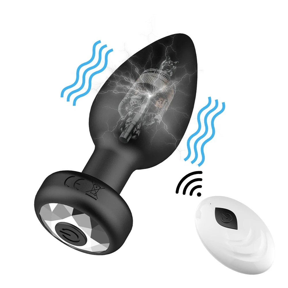 Anal Plug Vibrator for Men Butt Plug Portable Massager Wireless Remote Control Dildo Vibration Sex Toys for Male Adult Toys Sex Toys For Women cb5feb1b7314637725a2e7: Black