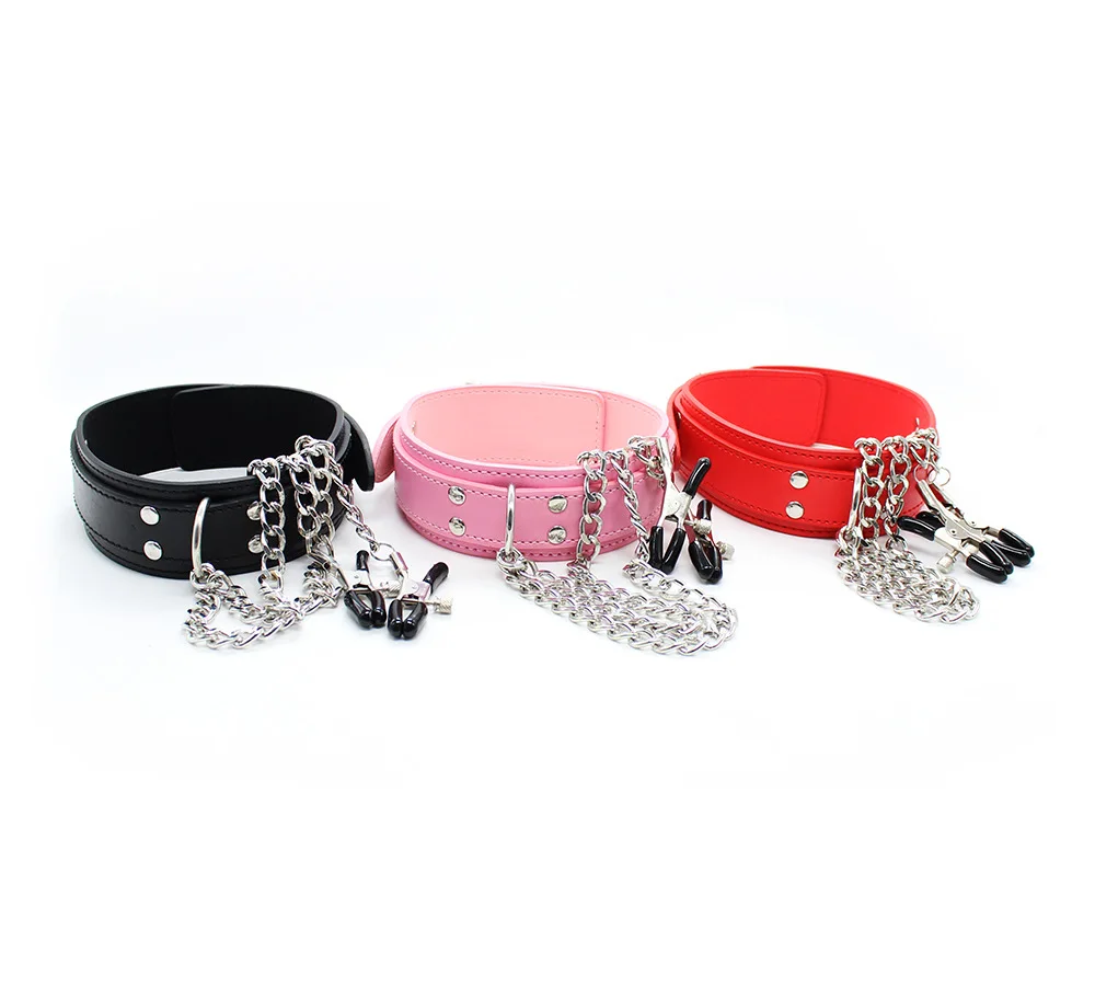 Cool Punk Choker Leather Neck Collar Nipple Clamp Breast Clip Chain Couples SM Sex Toys For Women 18 Adult Games Erotic Products Sex Games 1ef722433d607dd9d2b8b7: China