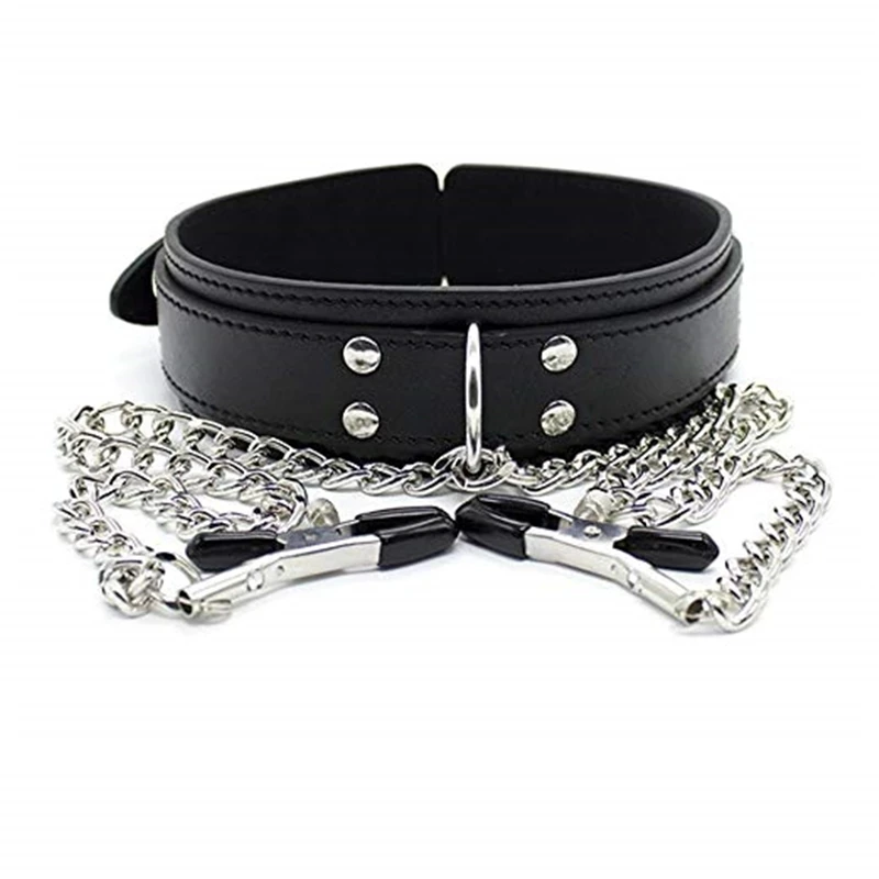 Cool Punk Choker Leather Neck Collar Nipple Clamp Breast Clip Chain Couples SM Sex Toys For Women 18 Adult Games Erotic Products Sex Games 1ef722433d607dd9d2b8b7: China