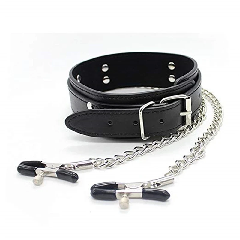 Cool Punk Choker Leather Neck Collar Nipple Clamp Breast Clip Chain Couples SM Sex Toys For Women 18 Adult Games Erotic Products Sex Games 1ef722433d607dd9d2b8b7: China