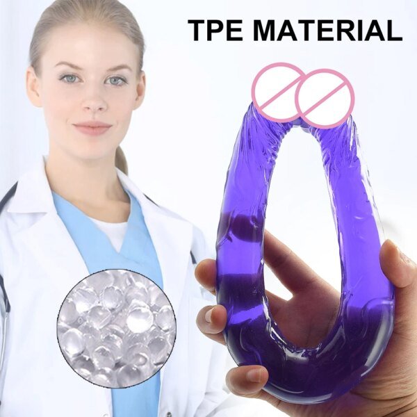 Double Dildo Flexible Soft Cock G-spot Toys Anal Plug Sex Toys for Women Gay Lesbian Vagina Double Ended Dong Artificial Penis Sex Toys For Lesbians cb5feb1b7314637725a2e7: Black|Blue|Pink|Purple|Skin|Transparent