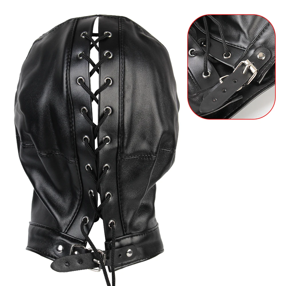 Erotic Accessories Fetish Mask Adult Sex Toys Hollow Hood Couples Flirting Sexy Headgear Leather For Woman Sex Games cb5feb1b7314637725a2e7: Black