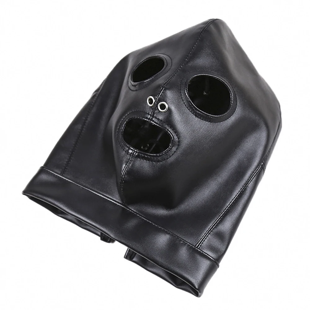 Erotic Accessories Fetish Mask Adult Sex Toys Hollow Hood Couples Flirting Sexy Headgear Leather For Woman Sex Games cb5feb1b7314637725a2e7: Black