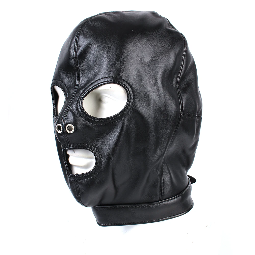 Erotic Accessories Fetish Mask Adult Sex Toys Hollow Hood Couples Flirting Sexy Headgear Leather For Woman Sex Games cb5feb1b7314637725a2e7: Black