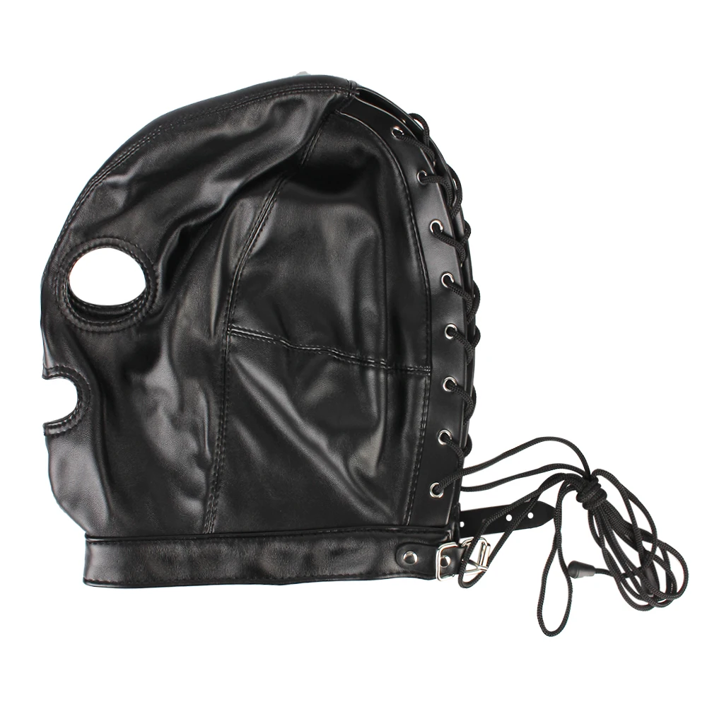 Erotic Accessories Fetish Mask Adult Sex Toys Hollow Hood Couples Flirting Sexy Headgear Leather For Woman Sex Games cb5feb1b7314637725a2e7: Black