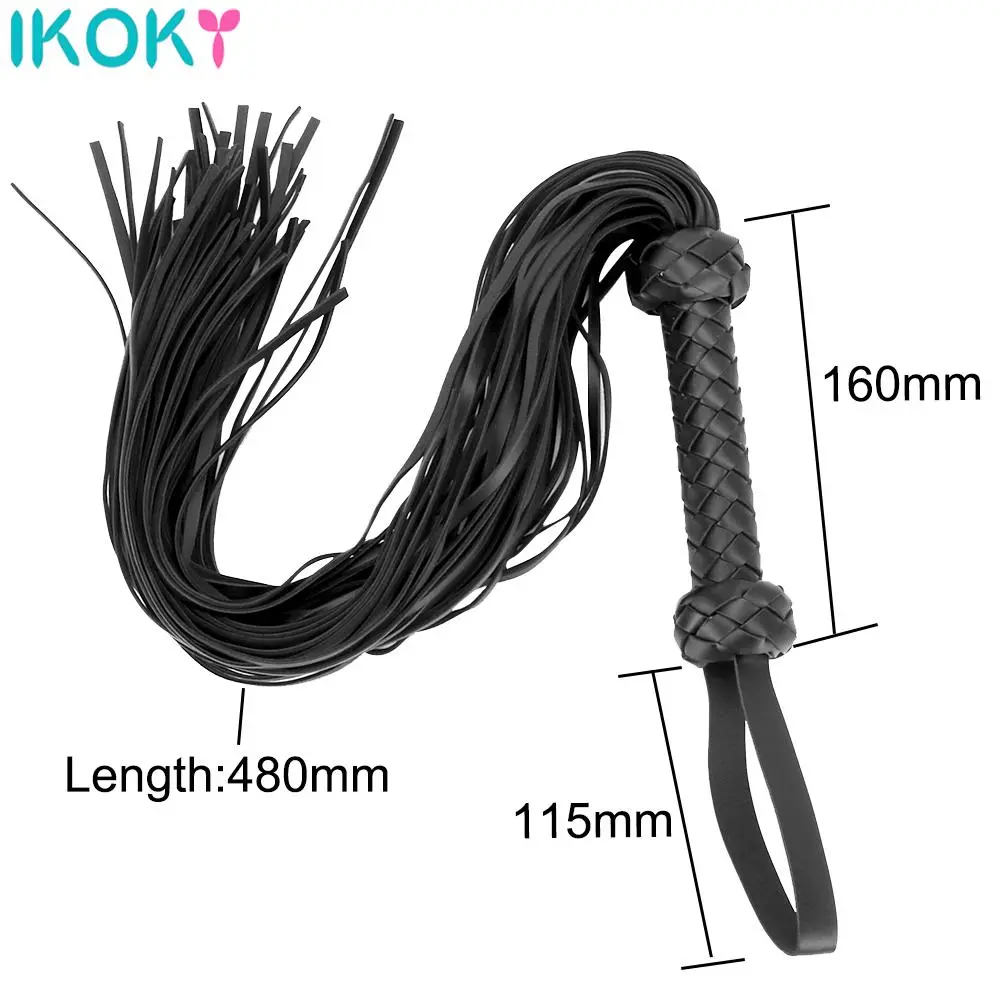 Fetish Black&Red PU Leather Whip Flogger Handle Spanking Paddle Knout Flirt BDSM Adult Game Erotic Sex Toys for Women Couples Sex Toys For Couple cb5feb1b7314637725a2e7: Black|Black and Red