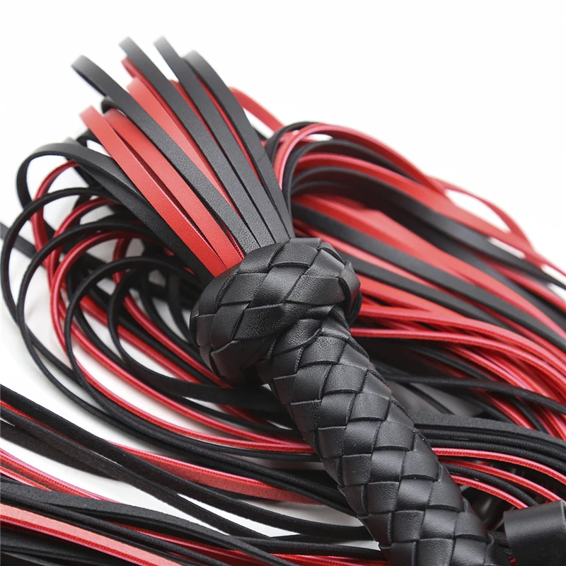 Fetish Black&Red PU Leather Whip Flogger Handle Spanking Paddle Knout Flirt BDSM Adult Game Erotic Sex Toys for Women Couples Sex Toys For Women cb5feb1b7314637725a2e7: Black|Black B|Black Red|Black-A