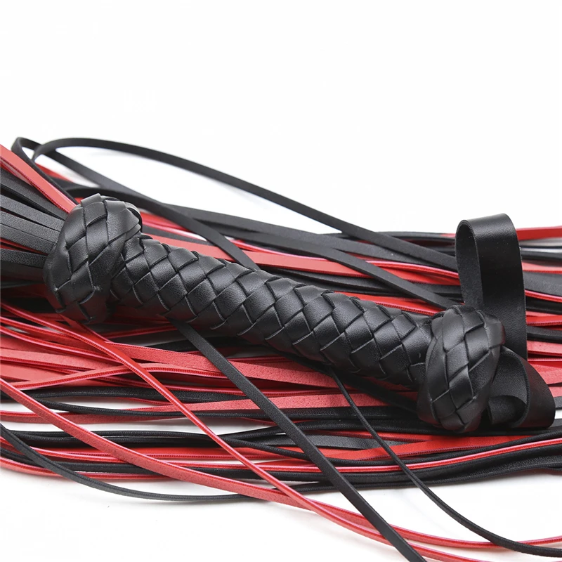 Fetish Black&Red PU Leather Whip Flogger Handle Spanking Paddle Knout Flirt BDSM Adult Game Erotic Sex Toys for Women Couples Sex Toys For Women cb5feb1b7314637725a2e7: Black|Black B|Black Red|Black-A