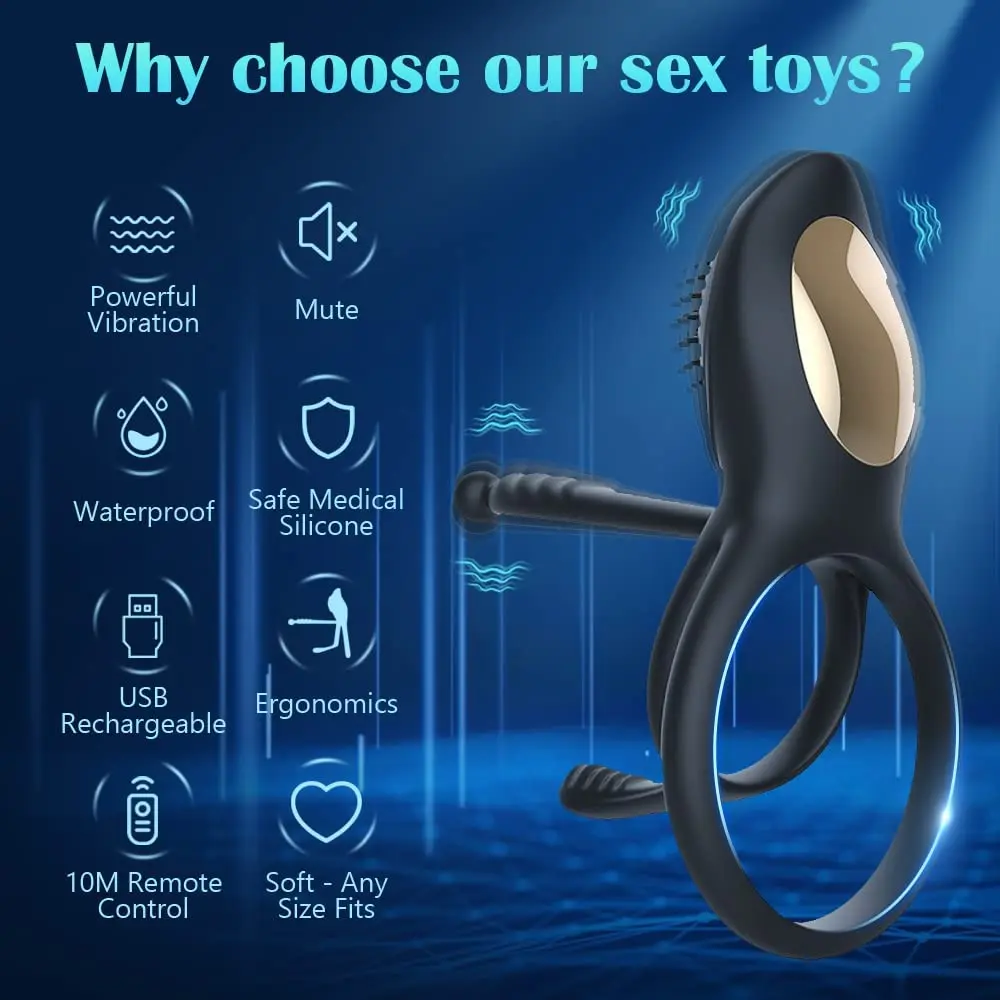 Hannibal Penis Rings Vibrator for Men 10 Speeds Delay Ejaculation Double Cock Ring Clitoral Stimulator Adult Sex Toys for Couple Sex Toys For Couple Hannibal Penis Rings Vibrator for Men 10 Speeds Delay Ejaculation Double Cock Ring Clitoral Stimulator Adult Sex Toys for Couple Sex Toys For Couple cb5feb1b7314637725a2e7: Remote Control