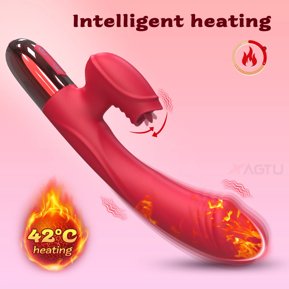 Heating G Spot Dildo Vibrator for Women with Tongue Licking Clitoris Stimulator Female Masturbator Adults Goods Sex Toys Sex Toys For Women cb5feb1b7314637725a2e7: ZD058-RD