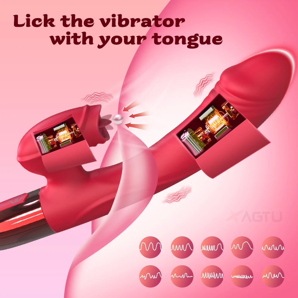 Heating G Spot Dildo Vibrator for Women with Tongue Licking Clitoris Stimulator Female Masturbator Adults Goods Sex Toys Sex Toys For Women cb5feb1b7314637725a2e7: ZD058-RD