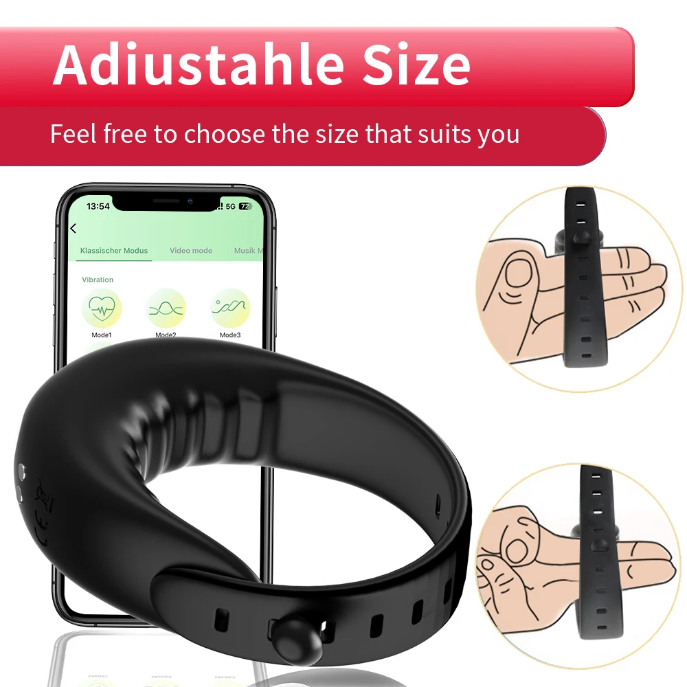 Newest Adjustable Vibrating Cock Ring for Men Masturbator Penis Ring Vibrator Male Delayed ejaculation Sex Toys for Man Cockring Vibrators cb5feb1b7314637725a2e7: APP Vibrators