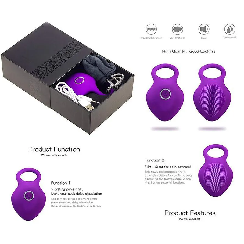 Penis Ring Vibrating Clitoris Stimulator G Spot Sex Toys For Couple Vibro Delay Lick Vagina Orgasm Lock Fine Sleeve Vibrator Vibrators cb5feb1b7314637725a2e7: Black|Black with Box|Purple|Purple with Box