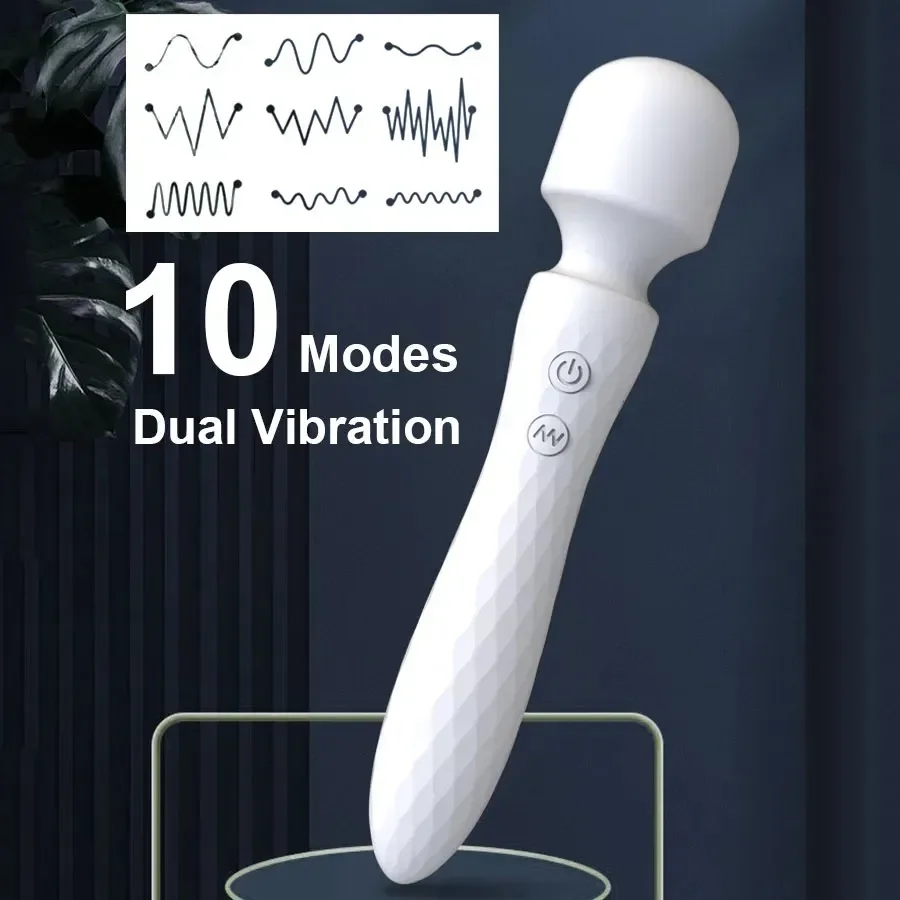 Powerful Dual Motor Vibrator for Woman AV Magic Wand G Spot Massage Clitoris Stimulation, 10 Vibration Modes Adult Sex Toys Vibrators cb5feb1b7314637725a2e7: Black|White