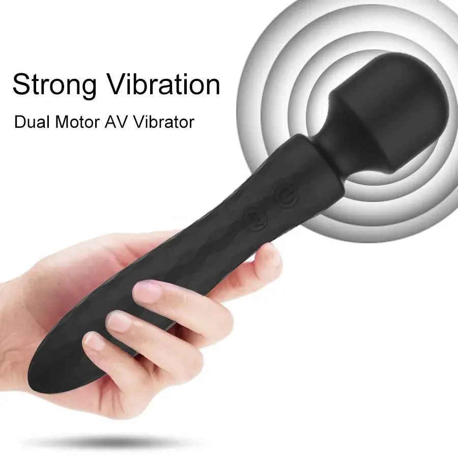 Powerful Dual Motor Vibrator for Woman AV Magic Wand G Spot Massage Clitoris Stimulation, 10 Vibration Modes Adult Sex Toys Vibrators cb5feb1b7314637725a2e7: Black|White