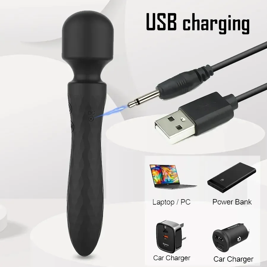 Powerful Dual Motor Vibrator for Woman AV Magic Wand G Spot Massage Clitoris Stimulation, 10 Vibration Modes Adult Sex Toys Vibrators cb5feb1b7314637725a2e7: Black|White