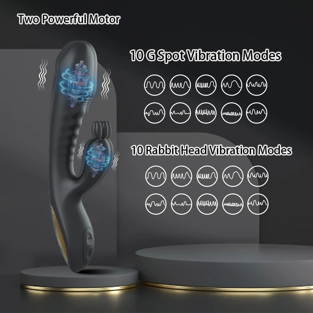 Rabbit Vibrator for Women Powerful G Spot Female Clitoris Stimulator Rechargeable Vibrating Silent Sex Toy Sex Toys For Women cb5feb1b7314637725a2e7: Black|Black with Box|Purple|Purple with Box