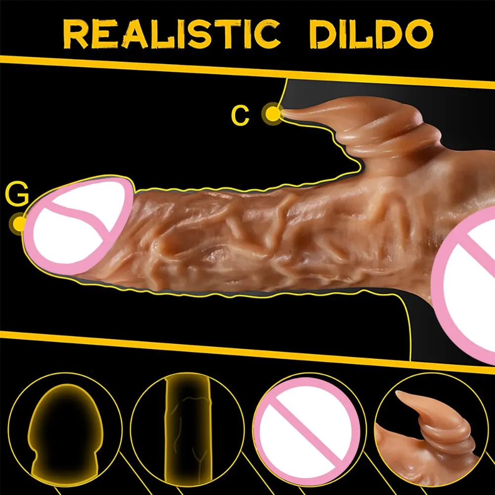 Realistic Dildo Vibrator for Women Thrusting Penis G Spot Clitoral Stimulation Telescopic Dick Handheld Adult Sex Toys Couples Dildos cb5feb1b7314637725a2e7: Brown