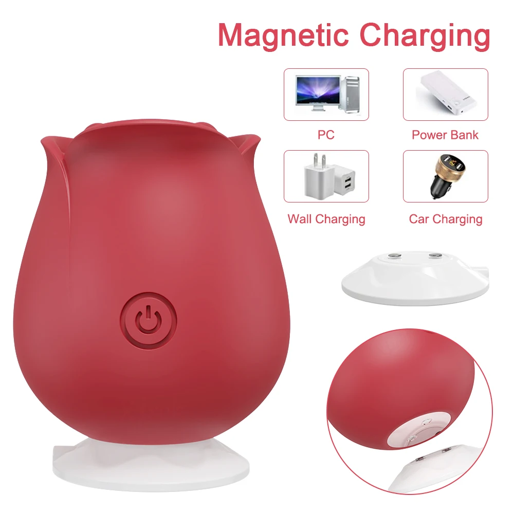 Rose Shape Vagina Sucking Vibrator Female Nipple Sucker Oral Licking Clitoris Clit Stimulation Powerful for Women Adult Sex Toys Trending Now cb5feb1b7314637725a2e7: Red