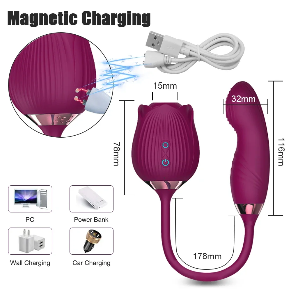 Rose Sucking Vibrator for Women Vagina Patting Clit Stimulator G Spot Dildo Vibrating Female Masturbator Massage Adult Sex Toy Vibrators cb5feb1b7314637725a2e7: Green|Pink|Purple|Red