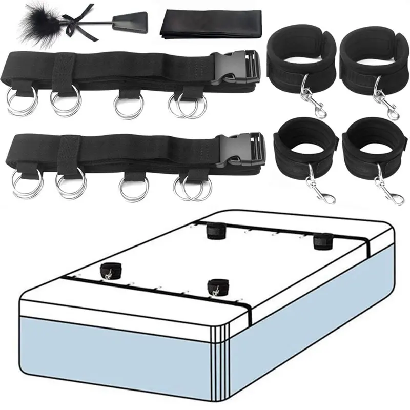 Sex Bondage BDSM Kit Bed Restraints Set Sex Toys with Hand Cuffs Ankle Cuff Bondage Collection & Blindfold & Tickler Included Sex Toys For Couple cb5feb1b7314637725a2e7: Pingxingbed