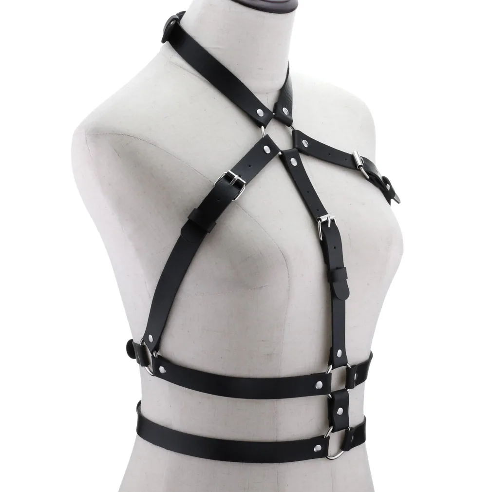Sexy Toys Harness for Women Exotic Sets Lingerie Garter Belt Goth Bdsm Sex Bondage Underwear Bra Cage Waist Punk Leather Harness Bondage Gear cb5feb1b7314637725a2e7: 4pcs set|bra harness|handcuffs|leg harness|Mask