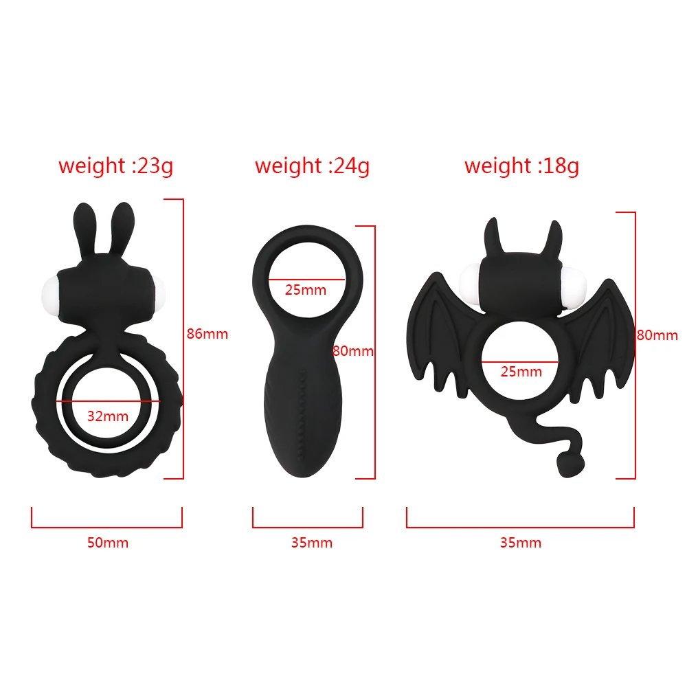 Soft Silicone Dual Vibrating Cock Ring Dick Penis Ring Cockring Adult Sex Toys for Men for Couples Enhancing Harder Erection Sex Toys For Men cb5feb1b7314637725a2e7: Black Bat|Black rabbit|Black round|Purple rabbit|Purple round|Red bat