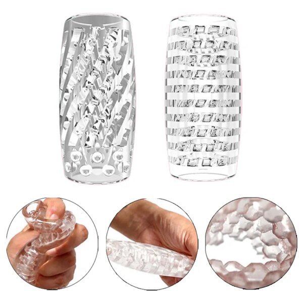Transparent Male Masturbator Artificial Pussy Vaginal for Men Glans Sucking Penis Pump Spikes Exerciser Sex Toys for man 18+ Sex Toys For Men cb5feb1b7314637725a2e7: A|B