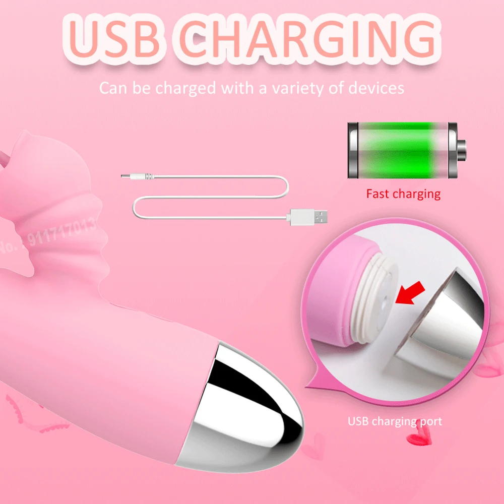 Vibrator For Women 2 In 1 Licking Machine Clitoris Stimulator G-Spot Powerful Vibro Dildo Wand Female Clit Sucker Adult Sex Toys Sex Toys For Women cb5feb1b7314637725a2e7: Pink