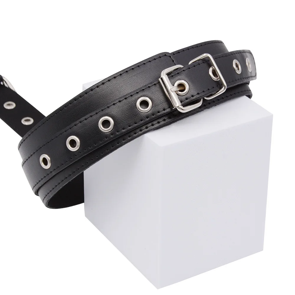 BDSM Handcuff Gothic Leather Neck Cuff Sex Toys Leather Sex Bondage Set Erotic Slave SM Toys Sexy Cuffs Harness Lingeries Kit Bondage Gear cb5feb1b7314637725a2e7: Black